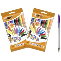 BIC Kugelschreiber Cristal Multicolour, in 10 Farben, Strichstärke 1.6 mm, 2x10er Pack, Ideal für das Büro, das Home Office oder die Schule