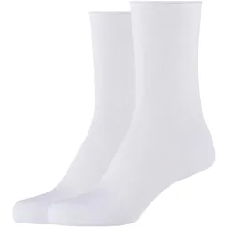 2er Pack camano Cotton Fine Rolled Cuff Socken Damen Damen 0001 - white 35-38