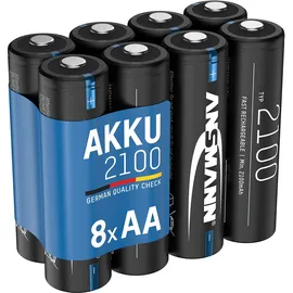 Ansmann Akku AA 2100 mAh 1,2V, 8 Stück, geringe Selbstentladung