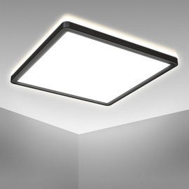 B.K.Licht LED Deckenlampe Panel indirekt ultraflach Deckenleuchte Wohnzimmer Flur schwarz