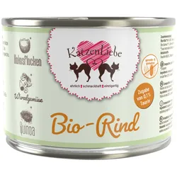Katzenliebe 200 Gramm Katzennassfutter 12 x 200 Gramm Bio Rind mit Schwarzwurzel