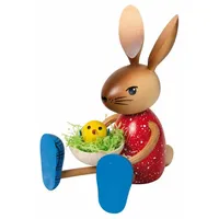 Kuhnert Drechslerei Osterdekoration/Osterhase, Hasenmädchen mit Küken, aus Holz, Größe: