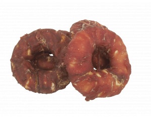 Buffelhuid Donut met eend voor honden  1 x 5 stuks