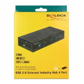 DeLock 63309 USB-Hub 4 x USB 3.0 Typ-A mit 15 kV ESD Schutz
