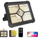iodoo 200W LED Baustrahler Solar Wiederaufladbar Mit Fernbedienung, Akku Arbeitsstrahler Tragbare Campinglampe mit 20600mAh Powerbank,20000 Lumen Scheinwerfer für Angeln Notfall Baustelle Garage
