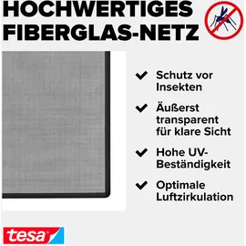 Tesa Fliegengitter Insect Stop Clip On 120 x 240 cm Anthrazit