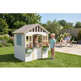 WONDERMAKE Spielhaus mit Pflanzkästen 115 x 101 x 130 cm Weiß/Grau/Bunt