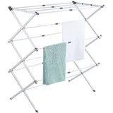 BAOYOUNI Klappbarer Wäscheständer Platzsparend, Mehrstöckiger Standtrockner aus Metall, Ausziehbarer Wäscheturm 43-75cm Trockenlänge für Wäscheküche, kleine Wohnungen, Balkon, Innen und Außen, Weiß