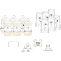 Mam Baby MAM Easy Start Anti-Colic XXL, mitwachsende Baby Erstausstattung mit Schnuller, Flaschen, Sauger und mehr, Baby Geschenk Set, ab Geburt, beige/zartrosa