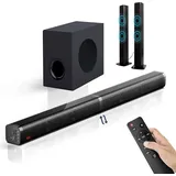 Soundbar für TV Geräte, 2-in-1 Soundbar mit Subwoofer für Fernseher 2.1 Soundbar - Schwarz