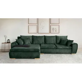 Home Affaire Ecksofa Katja L-Form, B: 325 cm - OTTO. Verlässliche Qualität., Bettfunktion, Bettkasten & 4 Zierkissen grün