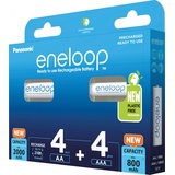 Panasonic eneloop Kombipack 4x Mignon AA NiMH 2000mAh/4x Micro AAA NiMH 800mAh, 8er-Pack (BK-KJMCDE44E)