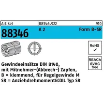 AMECOIL Gewindeeinsatz R 88346 FormB-SR BM 6 x 9 A 2 25 Stück