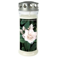 Grabkerze - Gedenkkerze Motiv "Gardenia" Grablicht