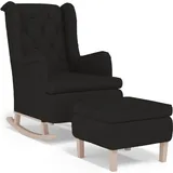 Schaukelsessel mit Hocker Schwarz Stoff - Schwarz