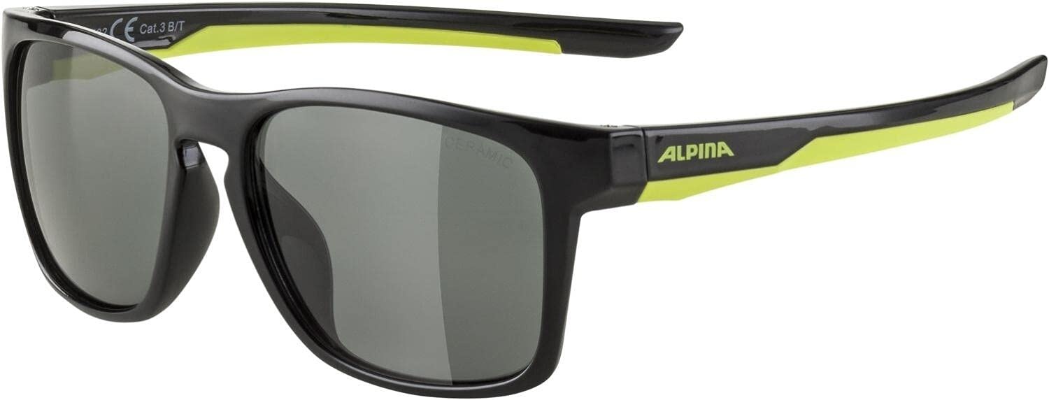 ALPINA FLEXXY COOL KIDS I - Flexible und Bruchsichere Sonnenbrille Mit 100% UV-Schutz Für Kinder, black-neon yellow, One Size