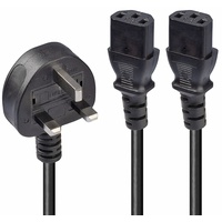 LINDY Strom Y-Kabel [1x UK-Stecker - 2x Kaltgeräte-Buchse C13]
