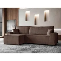 Beautysofa Ecksofa HEKTOR poso6 Braun, Breite der Ottomane 100cm,