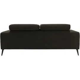 DOMO collection 2-Sitzer DOMO COLLECTION "Trento, mit Kufenfuß oder Einzelfuß", braun (espresso), B:208cm H:79cm T:104cm, 92% Polyester, 8% Nylon, Sofas, whlw. verstellbare Kopfteile, passend für gängige Saugroboter