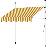 Melko Sonnenmarkise Balkon 400 cm Klemmmarkise Weiß/Orange Balkomarkise ohne Bohren Fenstermarkise