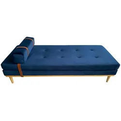 Daybed Samt blau Gästebett Tagesbett Bett Relaxliege Lounge
