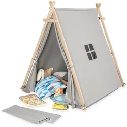 Spielzelt PINOLINO "Noah, grau", grau, Spielzelte, KinderB:119cm H:137cm T:131cm, Baumwolle, Polyester, Holz, B:119cm H:137cm T:131cm