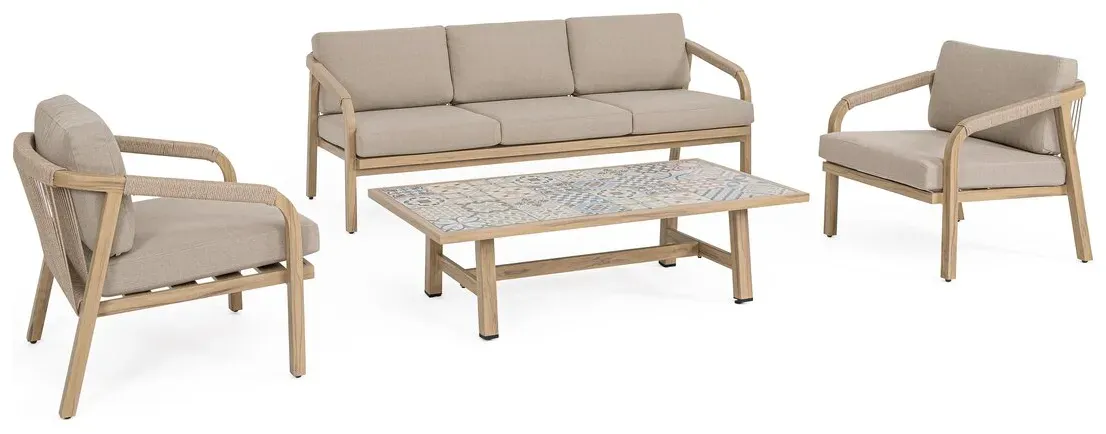 4er Garten-Set Kalimera - Aluminium Desert Sand, Olefin Taupe, Big