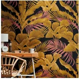 Profhome 391853-GU Fototapete Dschungel Schwarz Gold Rosa Violett 1,59 m x 2,8 m