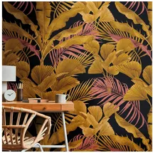 Profhome 391853-GU Fototapete Dschungel Schwarz Gold Rosa Violett 1,59 m x 2,8 m