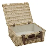 Picknick-Korb, leer, mit Stoff, beige