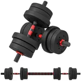 HOMCOM Hantel-Set 20 kg, (verstellbare Langhantel, 2 in 1 Kurzhanteln Set), für Zuhause Fitness, Schwarz schwarz