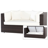 OUTFLEXX 2-Sitzer Sofa, braun, Polyrattan, 152x85x70cm, inkl. Polster, wasserfeste Kissenbox