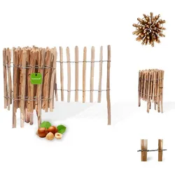 Floranica Staketenzaun, 500x50 cm (BxH), 4-6cm Abstand, Haselnuss - braun