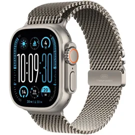 Apple Watch Ultra 2 GPS + Cellular 49 mm Titangehäuse natur, Milanaise Armband natur S