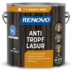 RENOVO Holzanstrich »7466«, Tropffrei-Formel, 4,0L, anthrazitgrau