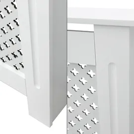 ECD Germany Heizkörperverkleidung Wabenmuster 152x19x82 cm Weiß MDF lackiert