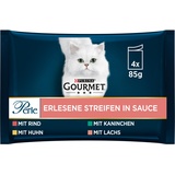 Gourmet Perle Erlesene Streifen Katzenfutter nass, Sorten-Mix, 12er Pack (12 x 4 Beutel à 85g)