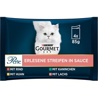 Gourmet Perle Erlesene Streifen Katzenfutter nass, Sorten-Mix, 12er Pack (12 x 4 Beutel à 85g)