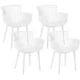 Beliani Stühle 4er Set in Weiß aus Kunststoff für Innen- und Außenbereich Geeignet Moderner Stil Plastik Gartenstühle für Garten Terrasse Esszimmer