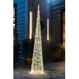 Dekoleidenschaft LED Kegel "Rainbow" 1,50 m hoch, 1440 warmweiße Lichter, Weihnachtsbaum, Outdoor Beleuchtung, Lichterbaum, Lichterpyramide, Gartendeko für Draußen - Bunt