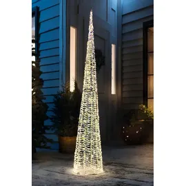 Dekoleidenschaft LED Kegel "Rainbow" 1,50 m hoch, 1440 warmweiße Lichter, Weihnachtsbaum, Outdoor Beleuchtung, Lichterbaum, Lichterpyramide, Gartendeko für Draußen - Bunt