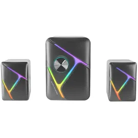 Mars Gaming MS-H21, RGB 2.1 Gaming-Lautsprecher mit 35W Subwoofer, 3D Surround Treiber-System, Kompaktlautsprecher mit Dynamischer RGB-Beleuchtung, USB-Stromversorgung und 3,5mm Klinke, Schwarz