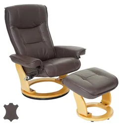 Robas Lund MCA Relaxsessel Hamilton, Fernsehsessel Hocker, Echtleder 130kg belastbar ~ braun, naturbraun