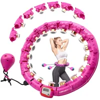 Wepai Smart Hula Hoop Reifen Erwachsene, Hula Hoop mit Gewicht mit magnetischer Pad-Massage, 24 einstellbare zählbare Hula Hoops mit LED Schwerkraft Bälle für Übung Fitness Gewichtsverlust(Lila)