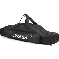 Lixada 3-lagige Angelruten-Tasche, tragbar, zusammenklappbar, Angelruten-Tragetasche, Angelrolle, Tackle-Aufbewahrungstasche 90cm schwarz