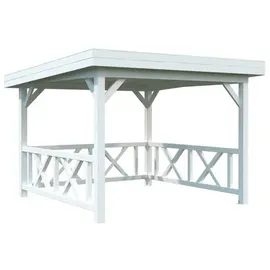 Palmako Pavillon Lenna 3,00 x 3,00 m weiß lackiert inkl. Seitenwand und Regenrinne