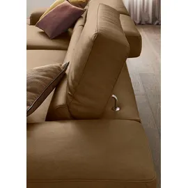 W.Schillig Eckcouch Leder L-förmig 3-Sitzer Braun