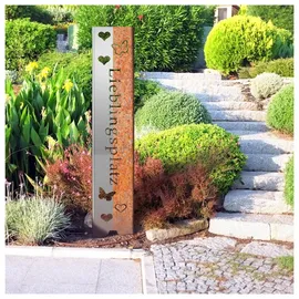tuning-art EW103 Gartenstecker Gartenschild Lieblingsplatz | Garten Deko | Abkantung | 120cm x 21cm, Motiv:Lieblingsplatz