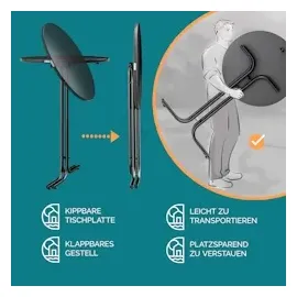 CASARIA Stehtisch Ø 70 x 110 cm Grau