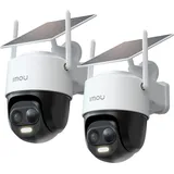 Imou 2K Solar Überwachungskamera Aussen Akku mit AI Personen-/Fahrzeugerkennung, 360° PTZ WLAN IP Kamera Outdoor Kabellos, Farbnachtsicht, Auto Tracking, 2-Wege-Audio, Sirene, Privatmodus, IP65, 2Pack